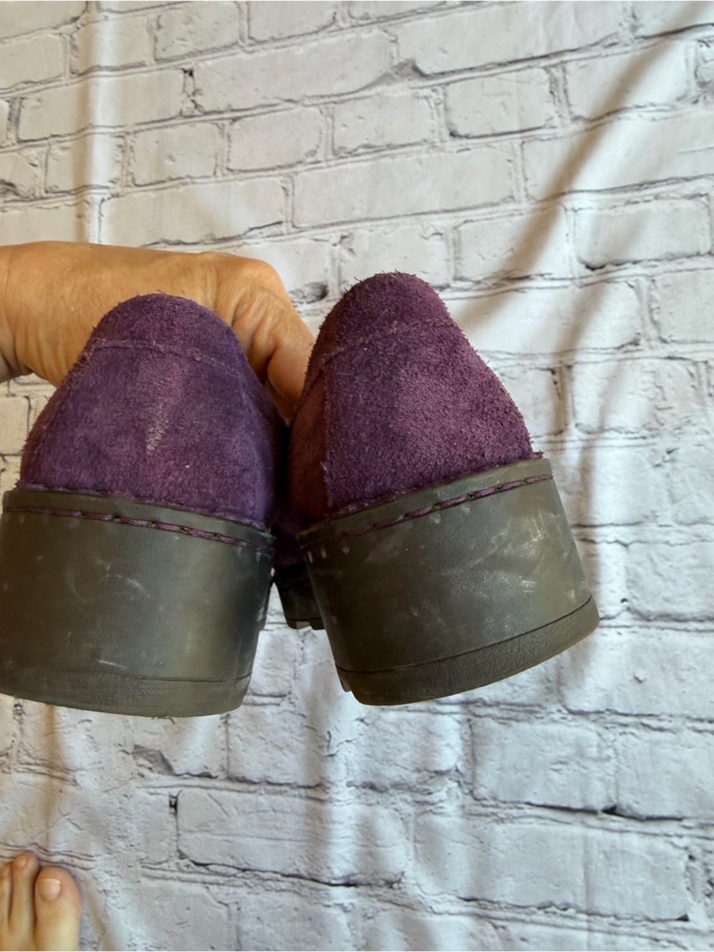Born Purple Suede Loafers Chunky Sole Tassles Womens 8.5 Academia Preppy Funky - Picture 4 of 9